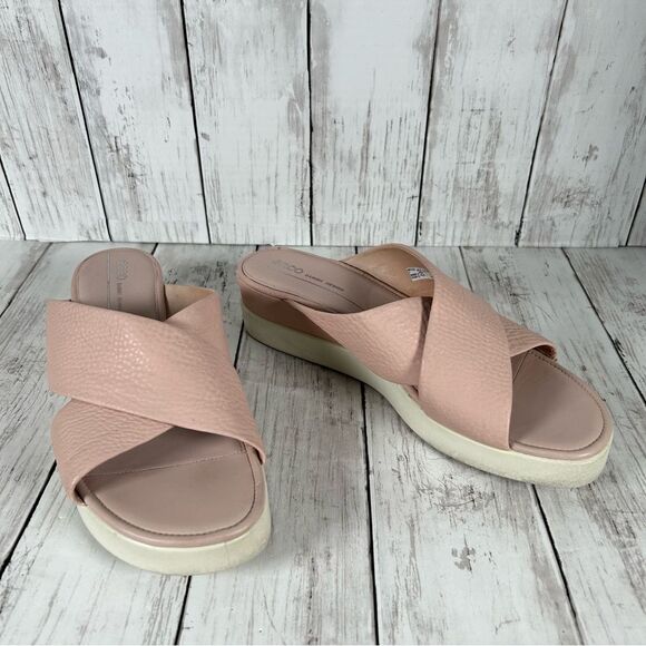ECCO Touch Plateau Platform Criss Cross Slide Sandals Womens Sz 10 10.5 EU 41 - Picture 1 of 10